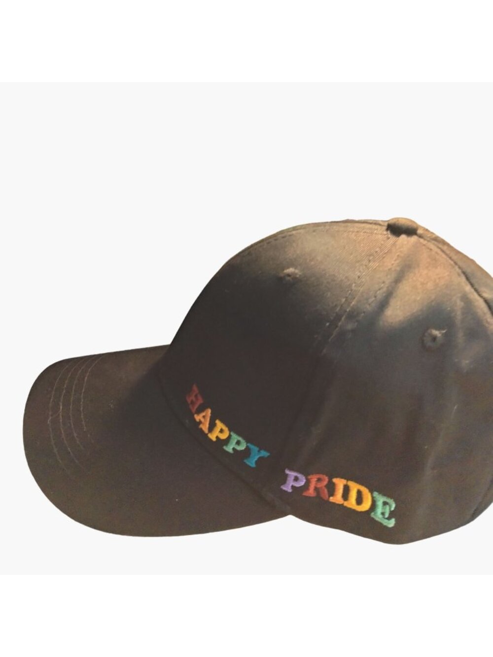 Happy Pride Baseball Cap Hat Gay Pride Apparel Rainbow LGBTQ Black Embroidered